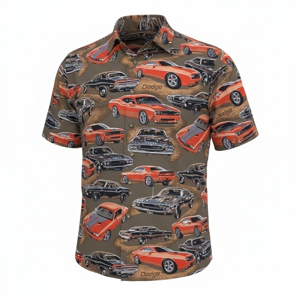 Reyn Spooner Shirt Mens 2XL Dodge Muscle Car Print Short Sleeve Button Up